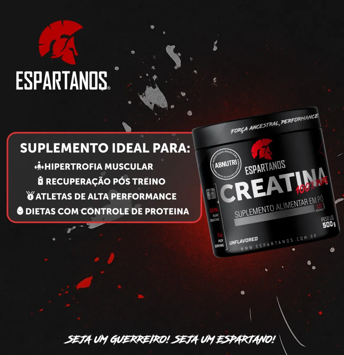Creatina Monohidratada 500g 100% Pura Espartanos