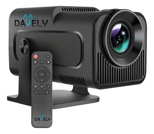 Projetor Hy320 Davely Smart TV Android WiFi6 390 ANSI Lumens Full HD 4K Mini Projetor Portátil Preto com Controle Remoto