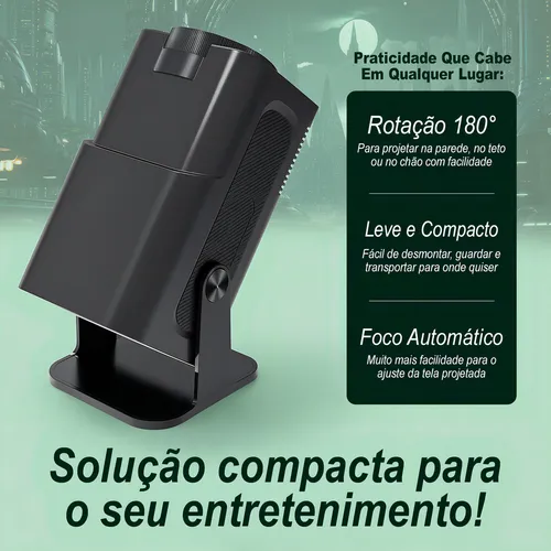 Projetor Hy320 Davely Smart TV Android WiFi6 390 ANSI Lumens Full HD 4K Mini Projetor Portátil Preto com Controle Remoto