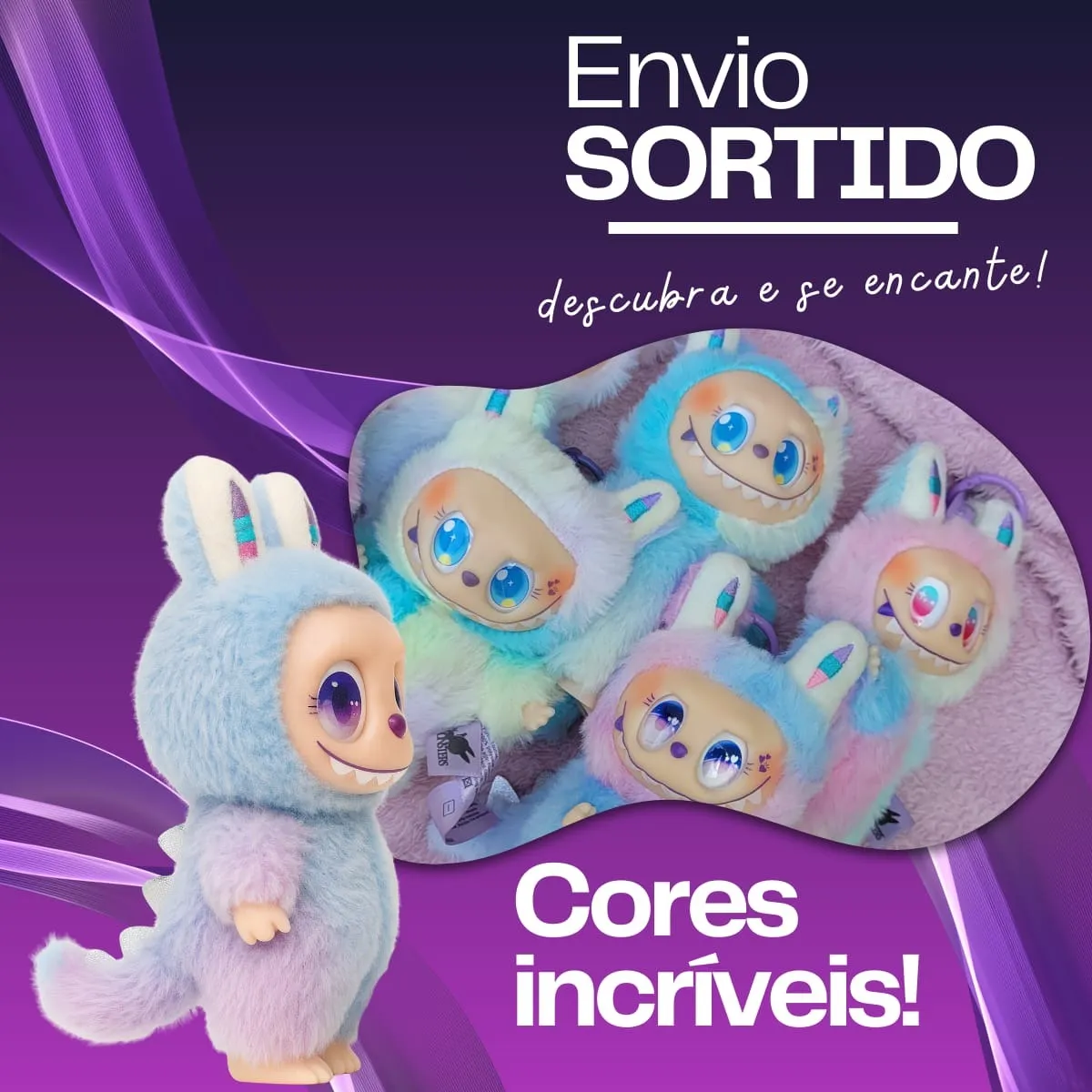 Labubu Chaveiro Pelúcia Tie-dye Ultra Raro - Edição Limitada Sortido