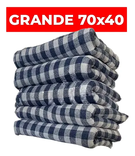 Kit C/ 10 Pano Para Limpeza Grande Xadrez 70x40cm Azul Genérica Pacote