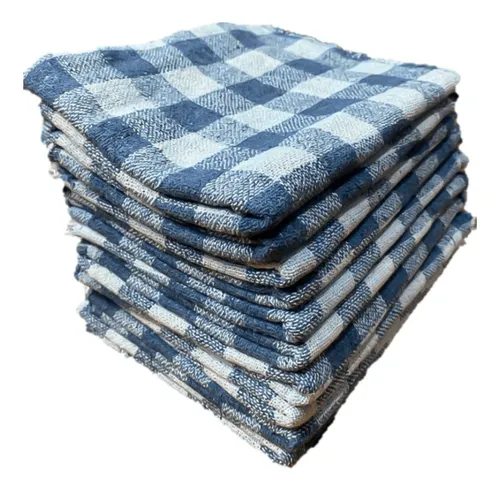 Kit C/ 10 Pano Para Limpeza Grande Xadrez 70x40cm Azul Genérica Pacote