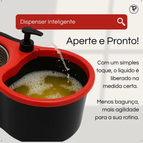 Mop Giratório Balde Cesto Inox Limpeza Esfregão 360 Spin