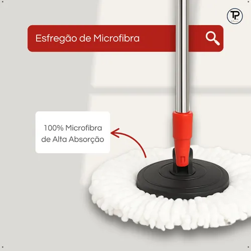 Mop Giratório Balde Cesto Inox Limpeza Esfregão 360 Spin