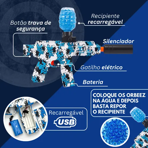 Arma Bolinha De Gel Arminha Metralhadora Automática