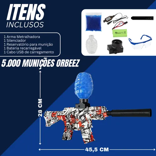 Arma Bolinha De Gel Arminha Metralhadora Automática