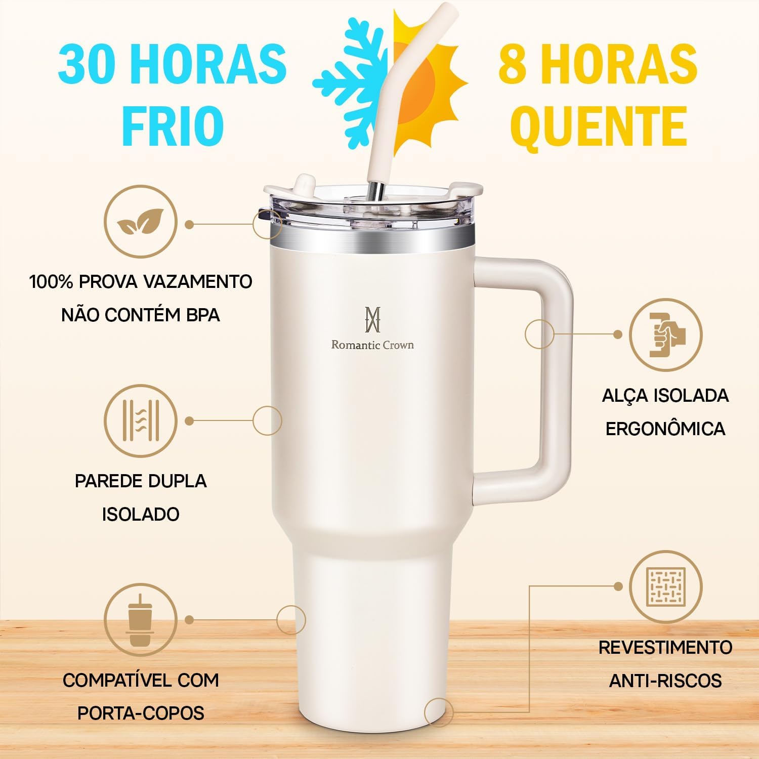 Copo Térmico Gigante 1,2l Inox Com Tampa E Inox Canudo