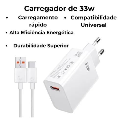 Carregador Para Xiaomi 33w Redmi Note 8 9 10 11 Poco M3 X3