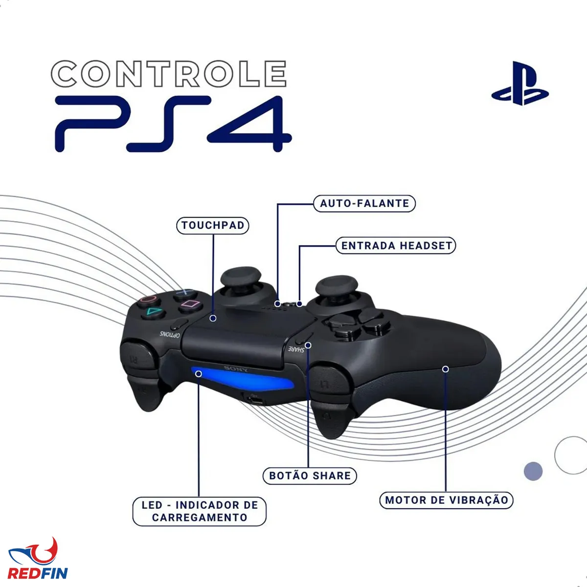 Controle Joystick Manete Sem Fio Ps4 Slim Pro Pc Com Vibração