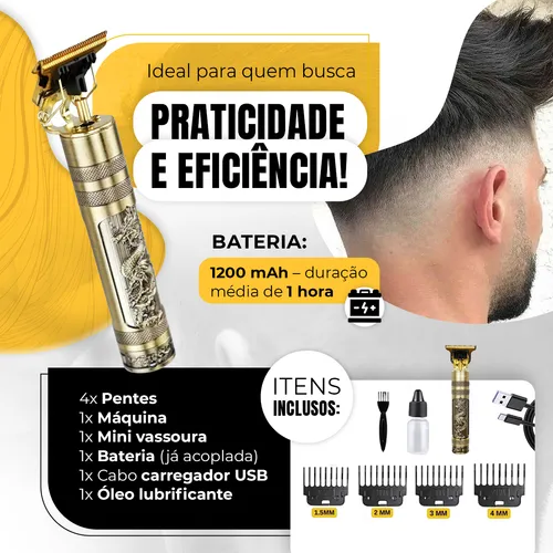 Maquininha De Cortar Cabelo Barbeador Eletrico Aparador De Pelos Acabamento Dragão Buda Profissional