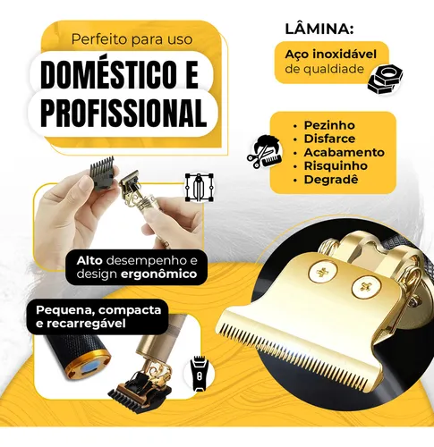Maquininha De Cortar Cabelo Barbeador Eletrico Aparador De Pelos Acabamento Dragão Buda Profissional