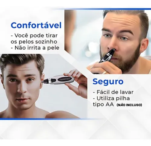 Aparador Cortador De Pelos Nariz E Orelha Portátil. Preto