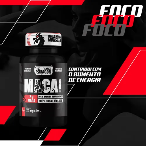 Maca Peruana 100% Pura 120 Cápsulas Pote Preta Sabor Sem sabor