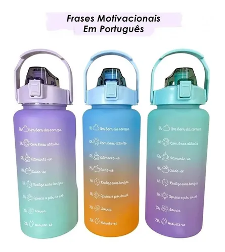 Garrafa Squeeze Galão De Água 2l Motivacional Adesivos 3d