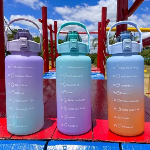 Garrafa Squeeze Galão De Água 2l Motivacional Adesivos 3d